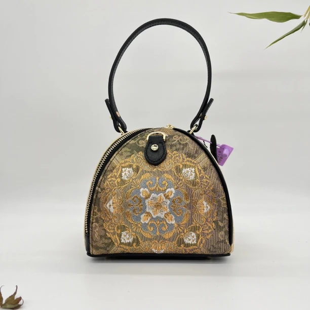 唐锦 粽子包 细密织 【直播间挑选花色】手提女包 真皮中式唐锦织锦