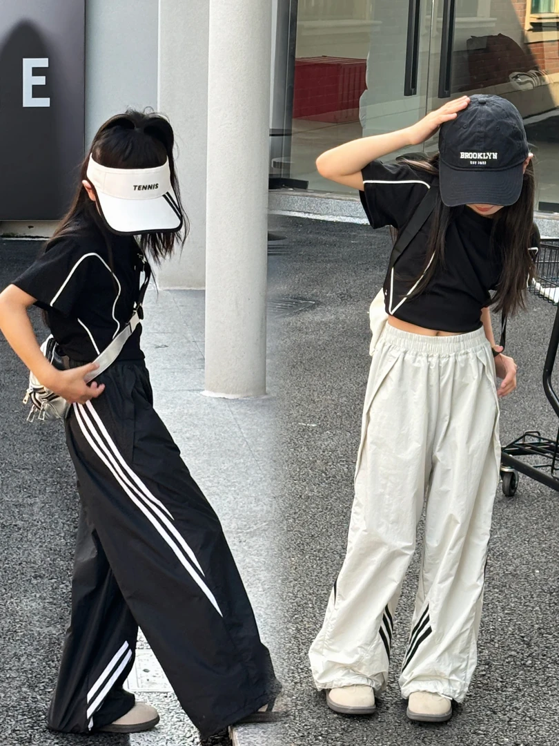 【喜柚】夏季薄款新款中性款亲子装 潮童定制爵士舞街舞休闲裤套装