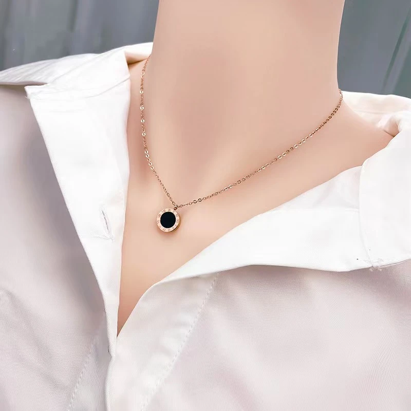 合金项链 【特价福利】黑白双面罗盘X250百搭气质项链