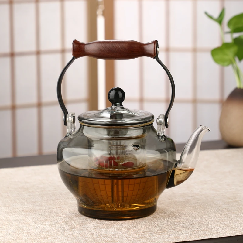 莲子壶煮茶壶电陶炉专用手工家用大容量加厚提梁壶耐热蒸茶复古