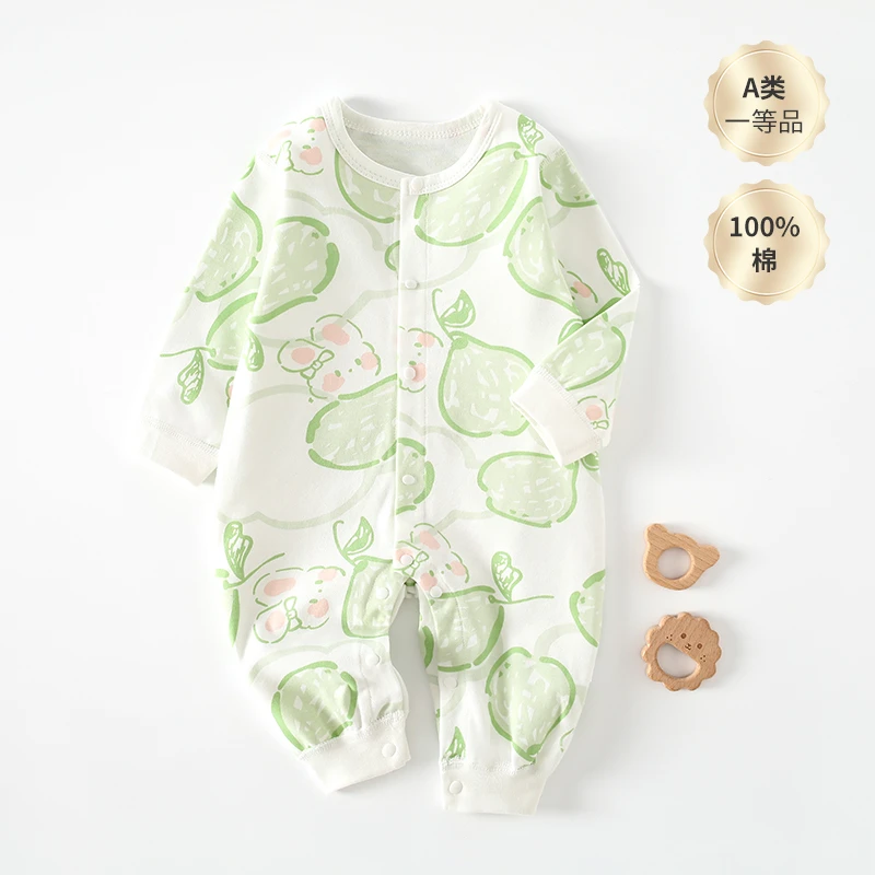 芈洛熙婴儿衣服春秋A类无骨纯棉哈衣男宝女宝连体衣和尚服爬爬服