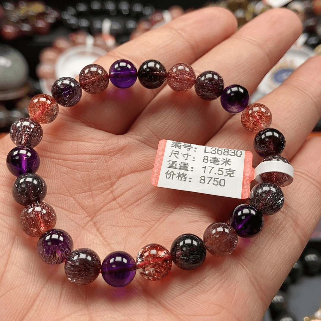 【闪购商品】水晶超七手链8毫米未镶嵌蜜****?