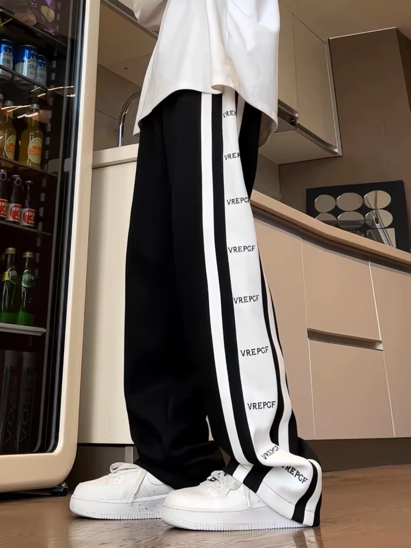 小个子情侣款美式拼接运动裤潮流侧条纹设计休闲长裤