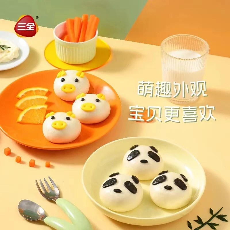 三全【儿童早餐】卡通动物包8*三包（奶黄2豆沙1）