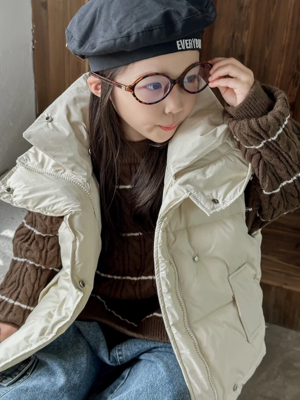 【双领】儿童纯色羽丝马甲秋冬季立体宝宝纯色坎肩男女童羽丝背心