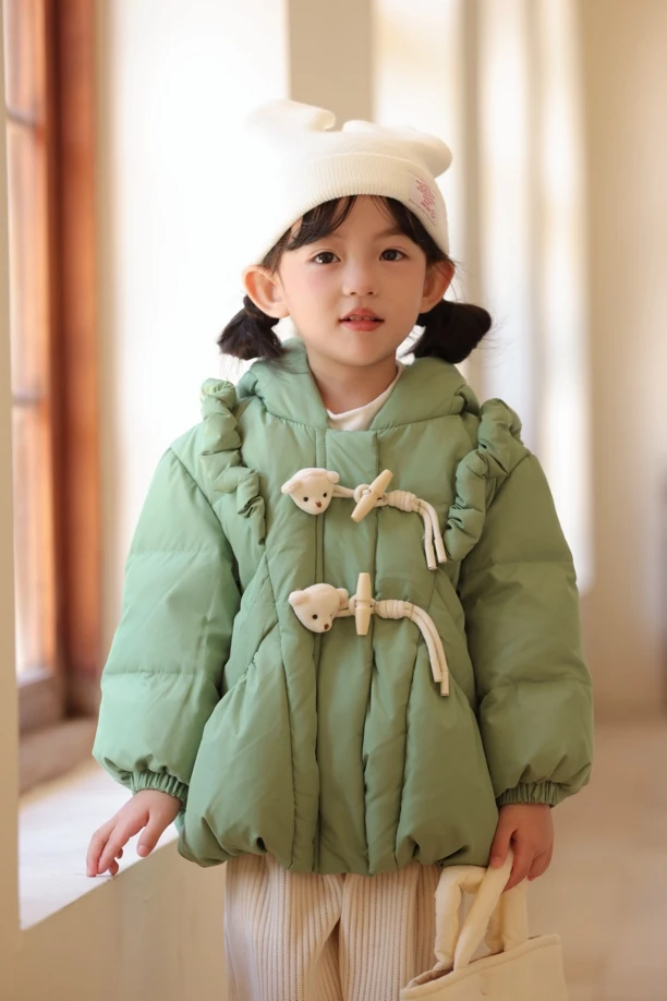【熊头扣】女童可爱羽丝服甜美女孩冬季外套中小童秋冬季户外袄