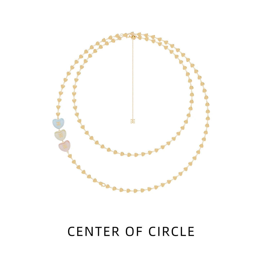 铜合金树脂项链 COC圆心多层手工高定桃心长链女轻奢锁骨链