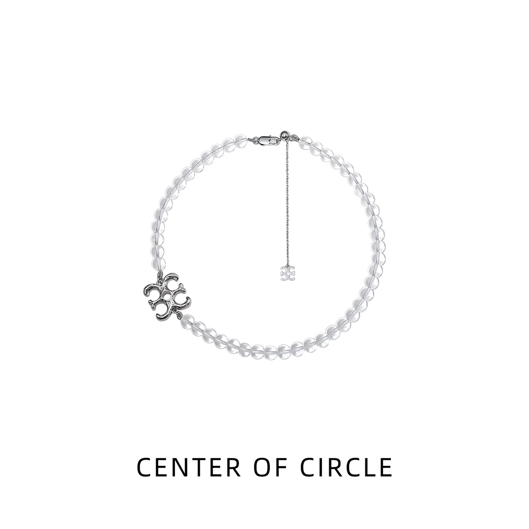 铜合金仿水晶项链 COC圆心琉璃镀金logo轻奢时尚锁骨链颈链