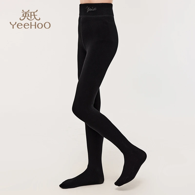 英氏女童连裤袜冬季加绒加厚舞蹈袜中大童小女孩一体绒打底袜外穿