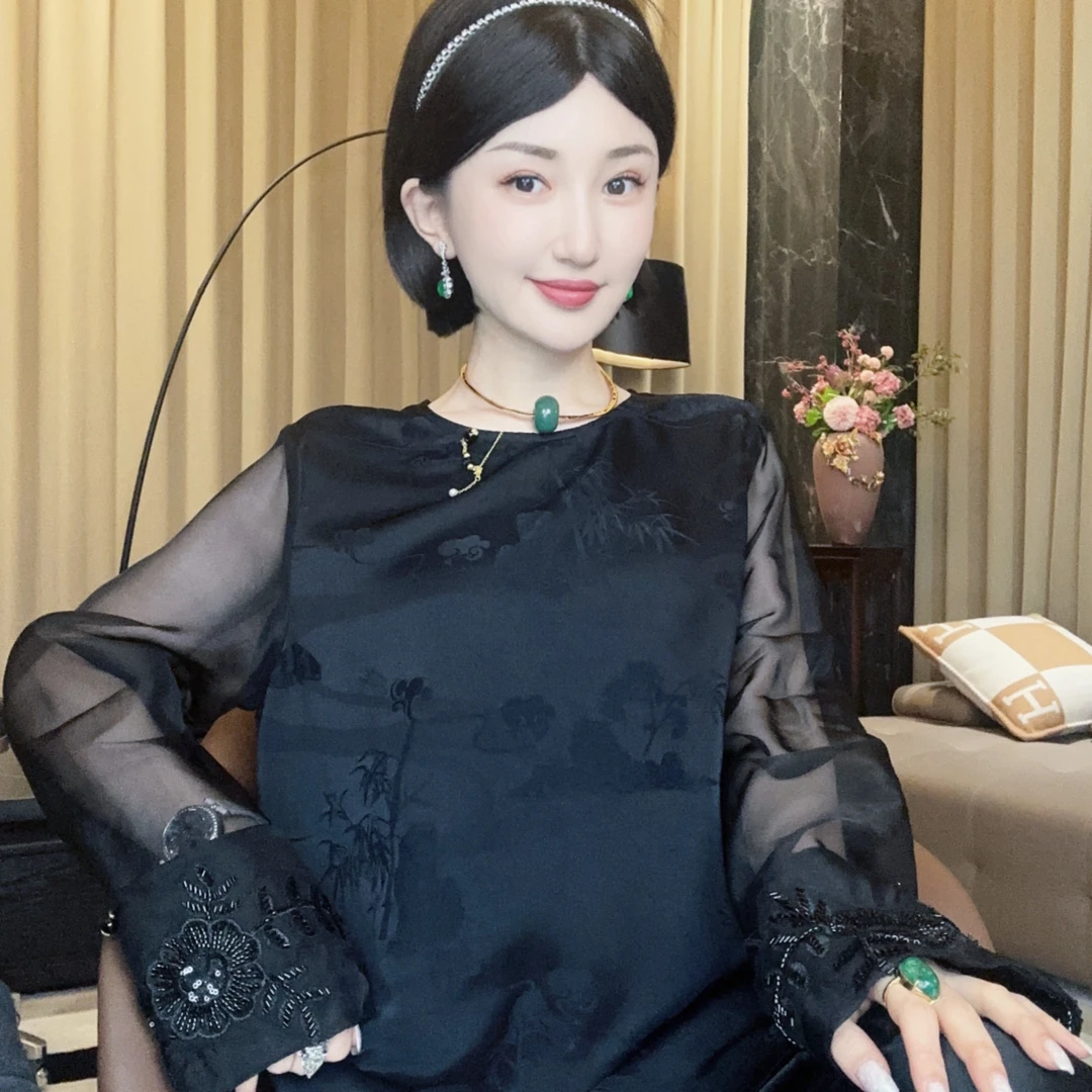 Betty Bairn【月如 · 丝绸】早春桑蚕丝新中式国风上衣24-BW1191