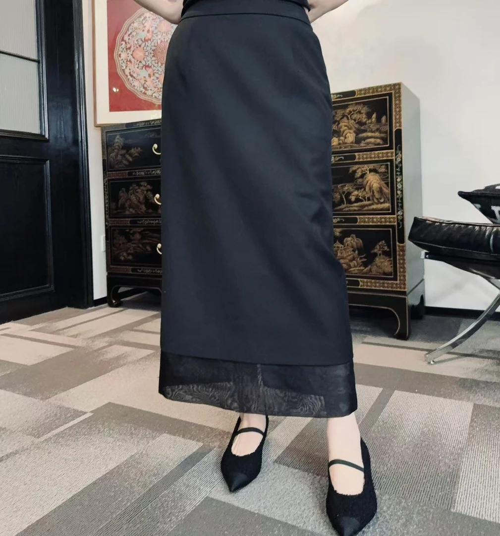 Betty Bairn【眉妩】新年系列桑蚕丝羊毛松紧腰半身裙24B-BW7167