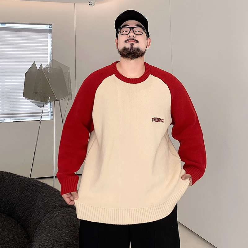 THEPANG大码男装插肩袖针织衫胖子宽松大码套头毛衣休闲