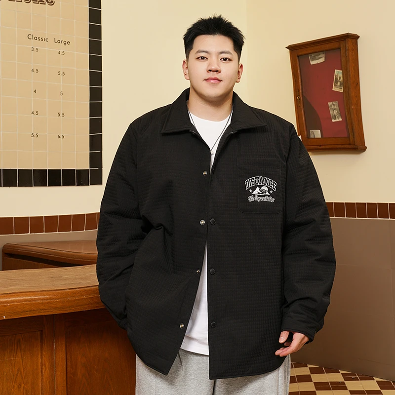 THE PANG大码男装2024冬翻领轻薄羽绒服胖子宽松休闲加肥加大