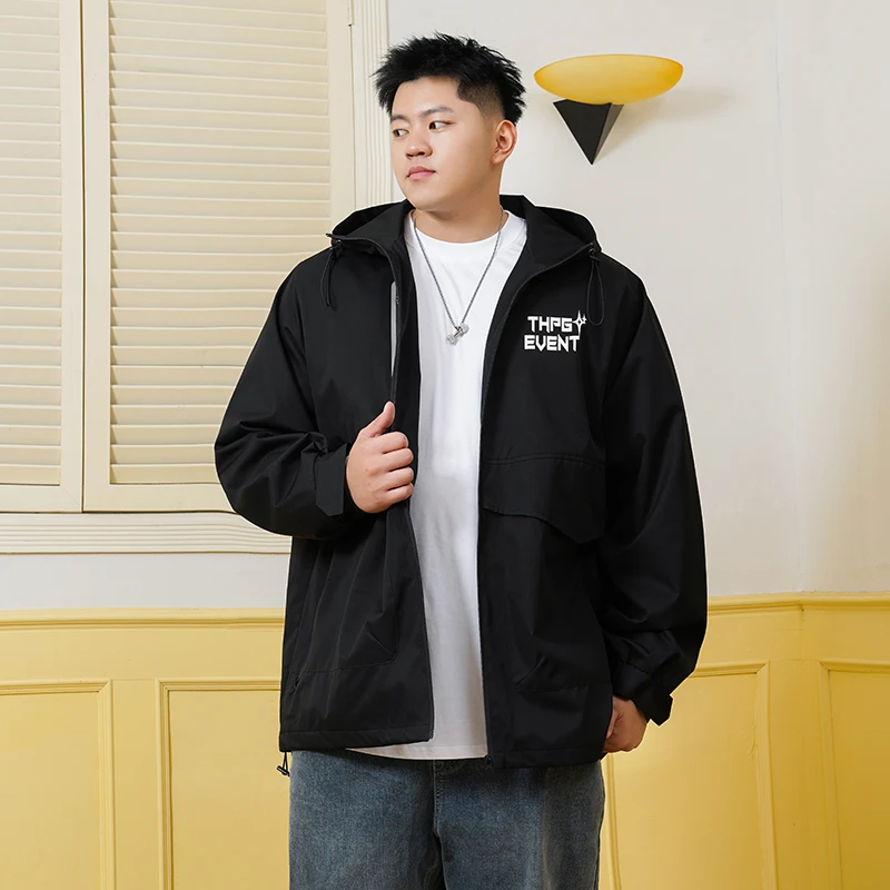 THE PANG潮牌大码男装2024秋宽松休闲连帽外套男胖子加肥加大上衣