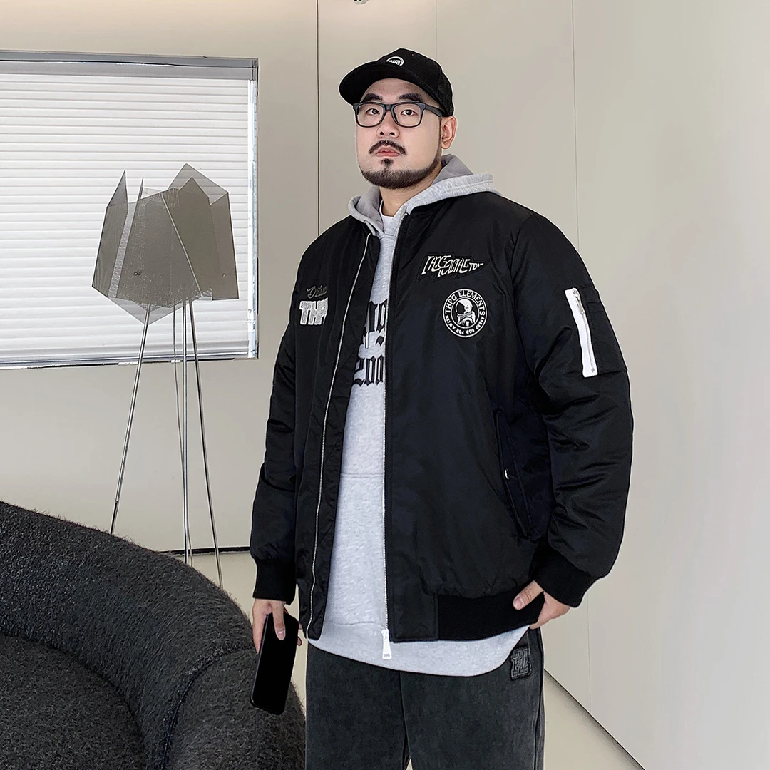 THE PANG大码男装潮牌飞行棉服胖子冬季宽松保暖棒球棉衣