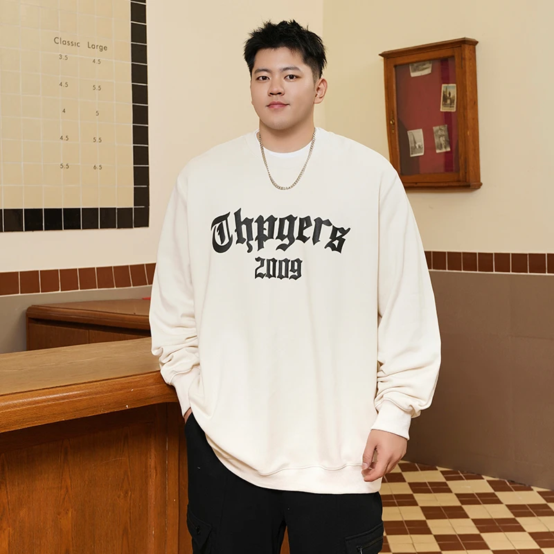 THE PANG潮牌大码男装秋季新款宽松印花圆领卫衣胖子加肥加大纯棉