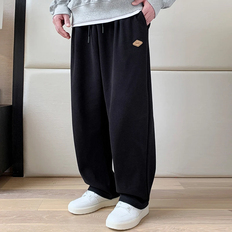 THE PANG潮牌大码男装2024冬加绒加厚直筒休闲长裤胖子宽松裤子男