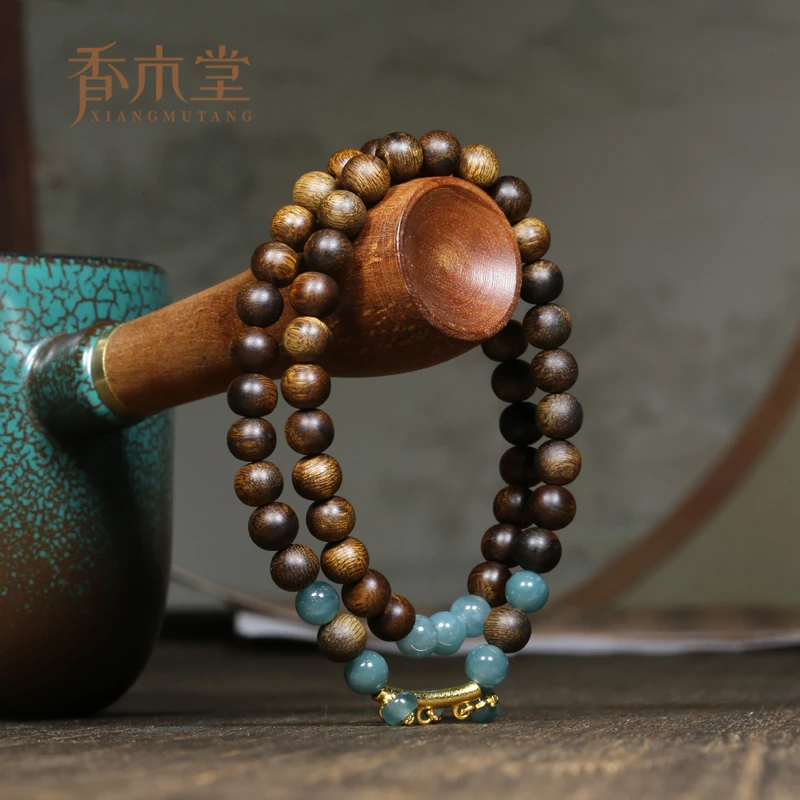 【珍藏宠粉】越南芽庄白奇楠沉水级留疤沉香手串6mm双圈手串女款