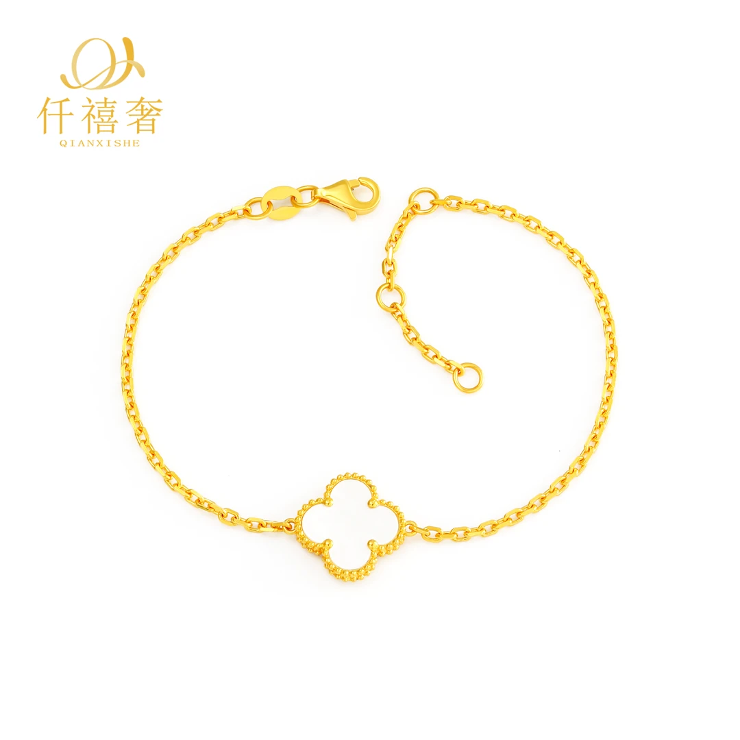 仟禧奢足金999 白贝单花手链 时尚百搭气质节日礼物送女友送妈妈