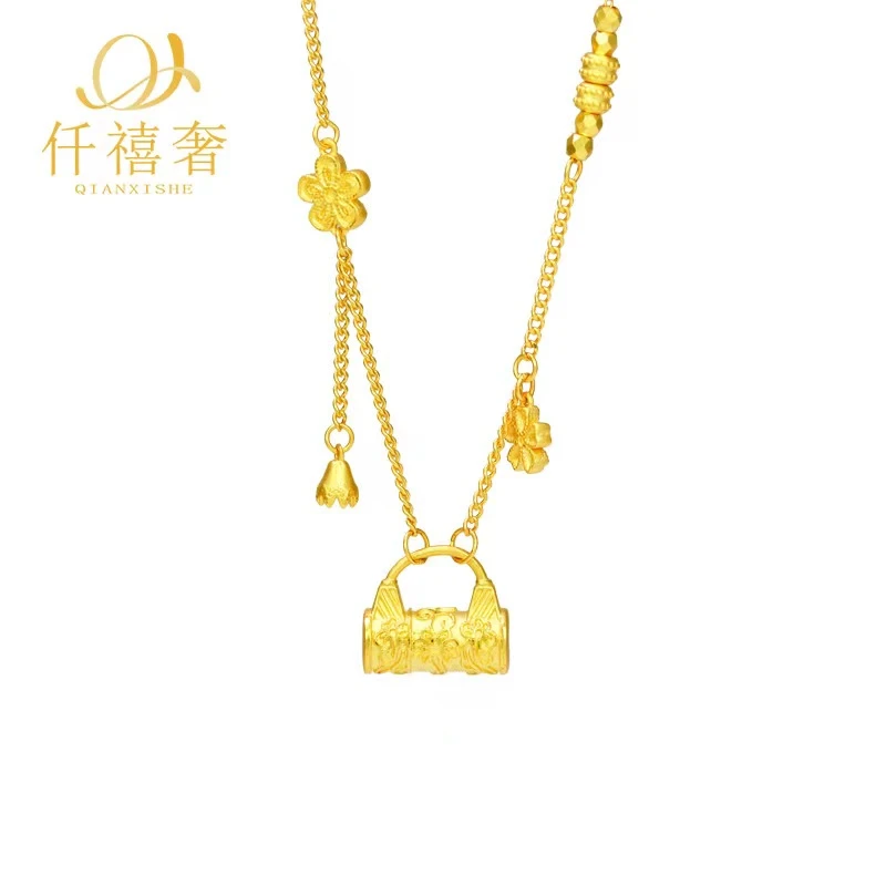 【仟禧奢】足金999百花锁包项链轻奢时尚百搭精致 送妈妈女友A030