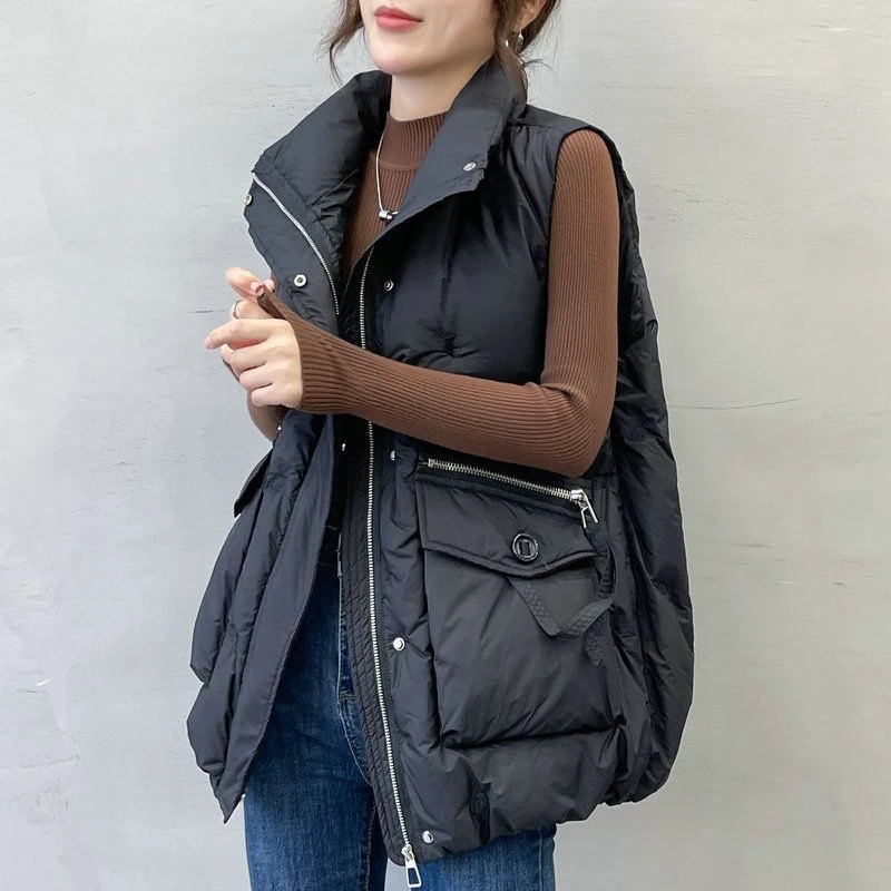 女士设计感时尚百搭棉马夹2025秋冬季新款小个子大码显瘦马甲外套