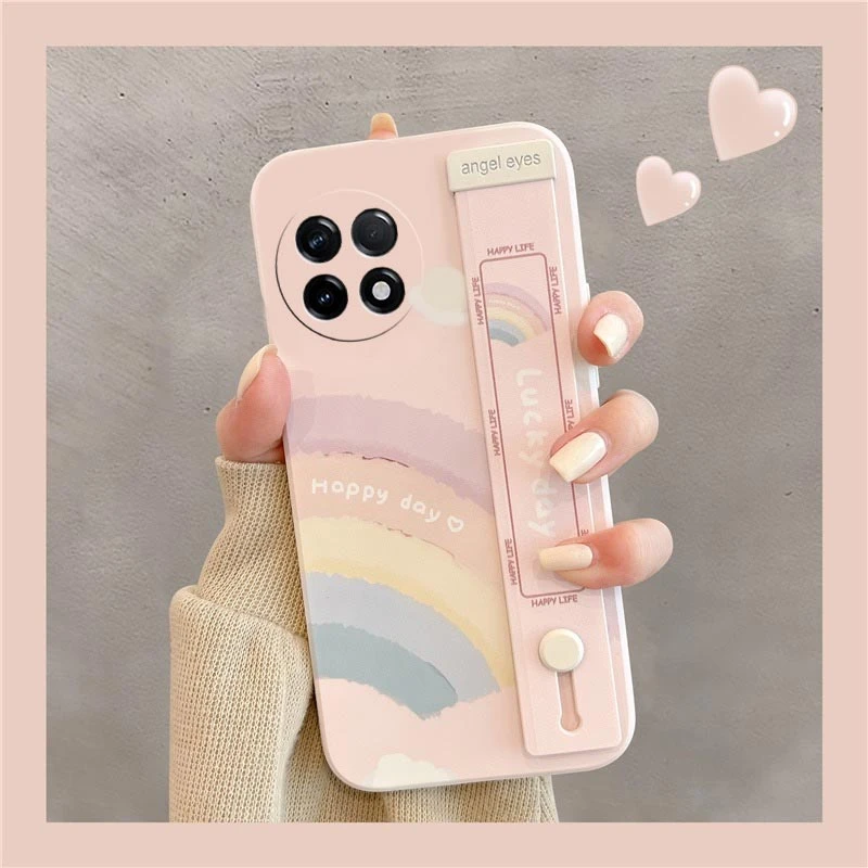 适用于一加Ace2Pro手机壳彩虹爱心立体腕带学生党潮流PJA110软壳