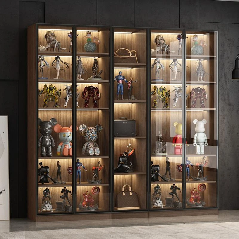 现代轻奢手办柜展示柜玻璃门展柜乐高模型定制陈列柜落地大型柜子