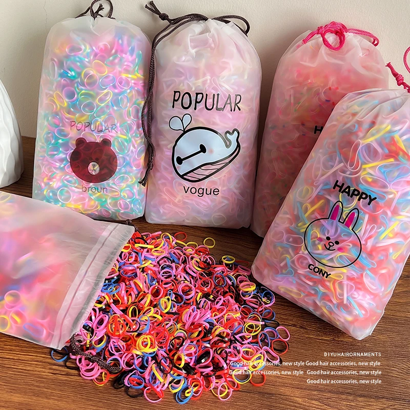 一次性小皮筋扎发头绳儿童发圈黑色皮套高弹力不伤发加厚加粗头饰