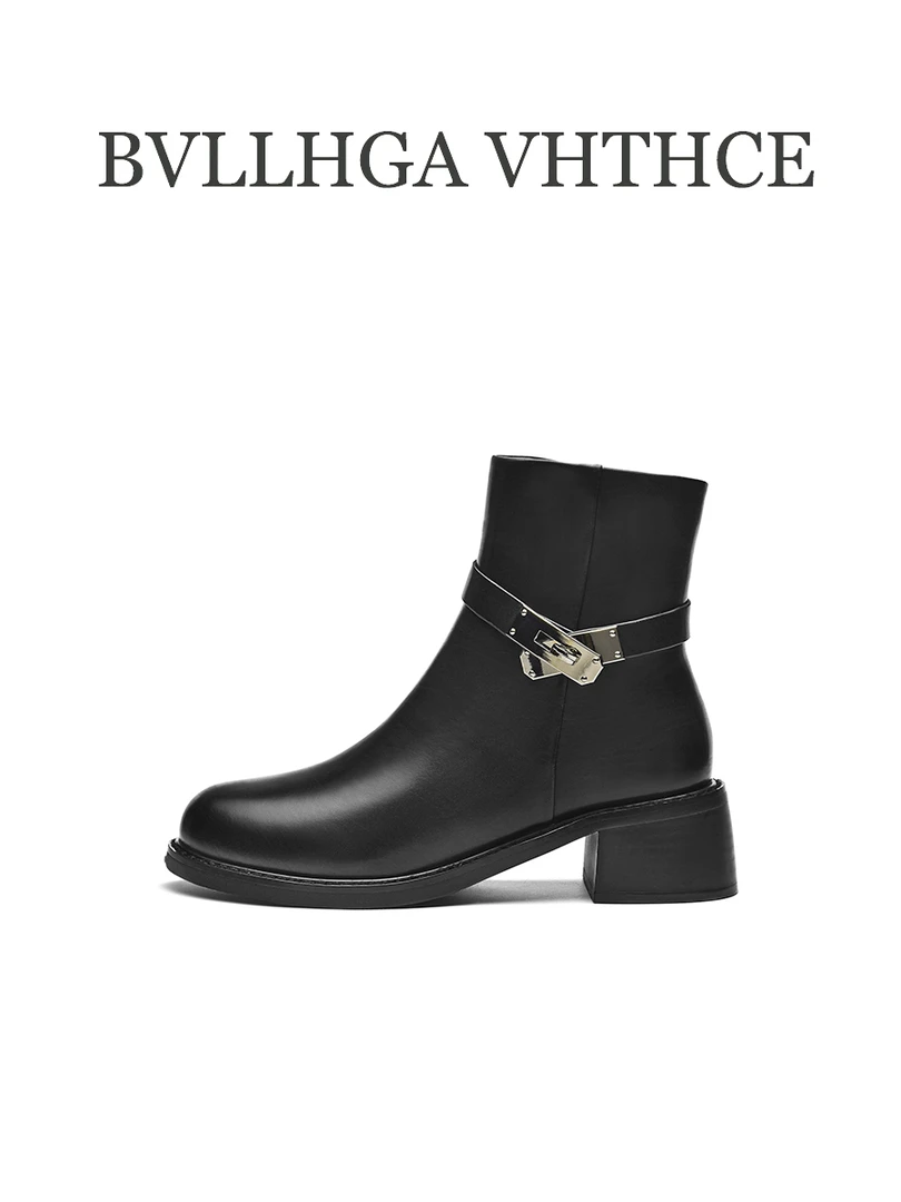 【BV高定】2025新款胎牛拉链玛丽扣马丁靴简约风百搭真皮女靴 829