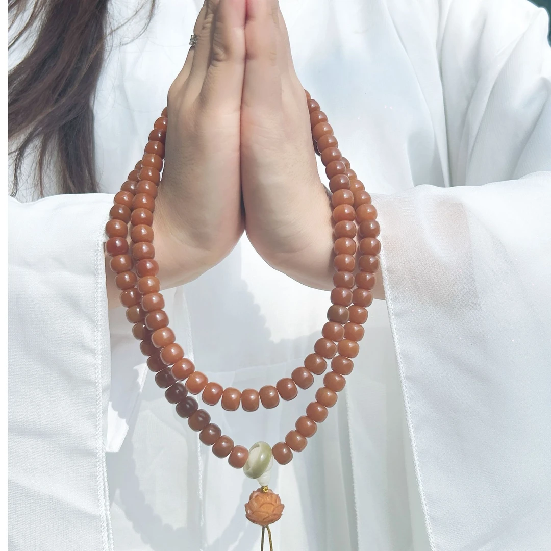 【好运莲莲】多年风化老料原生态菩提根108颗念珠、脖挂、多圈手串