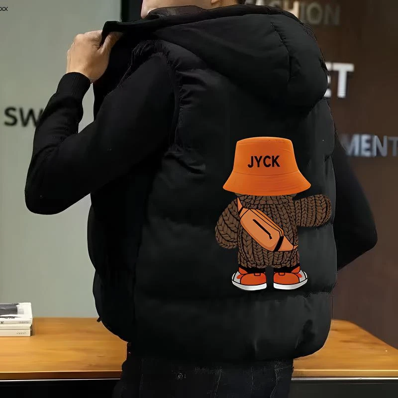 森.馬系2025秋冬季男士棉马甲连帽背心男宽松加厚坎肩韩版YE青少