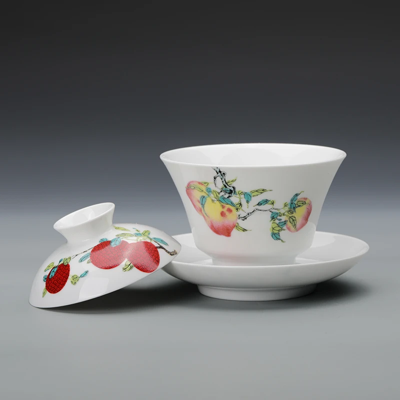 观复中式三多吉祥纹饰系列茶具 功夫茶杯盖碗