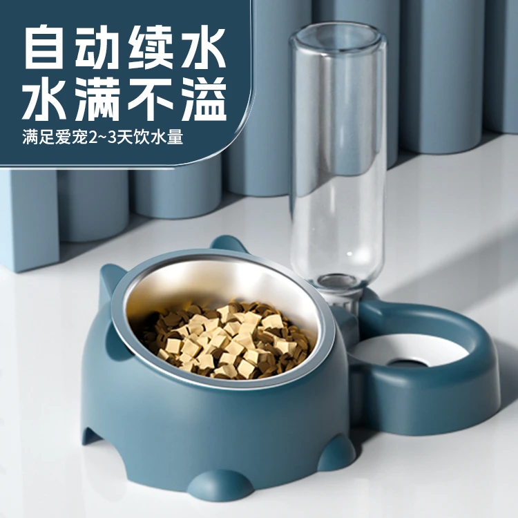猫咪喝水碗自动续水倾斜大号可爱两用饭碗饮水碗中小型大容量盆碗