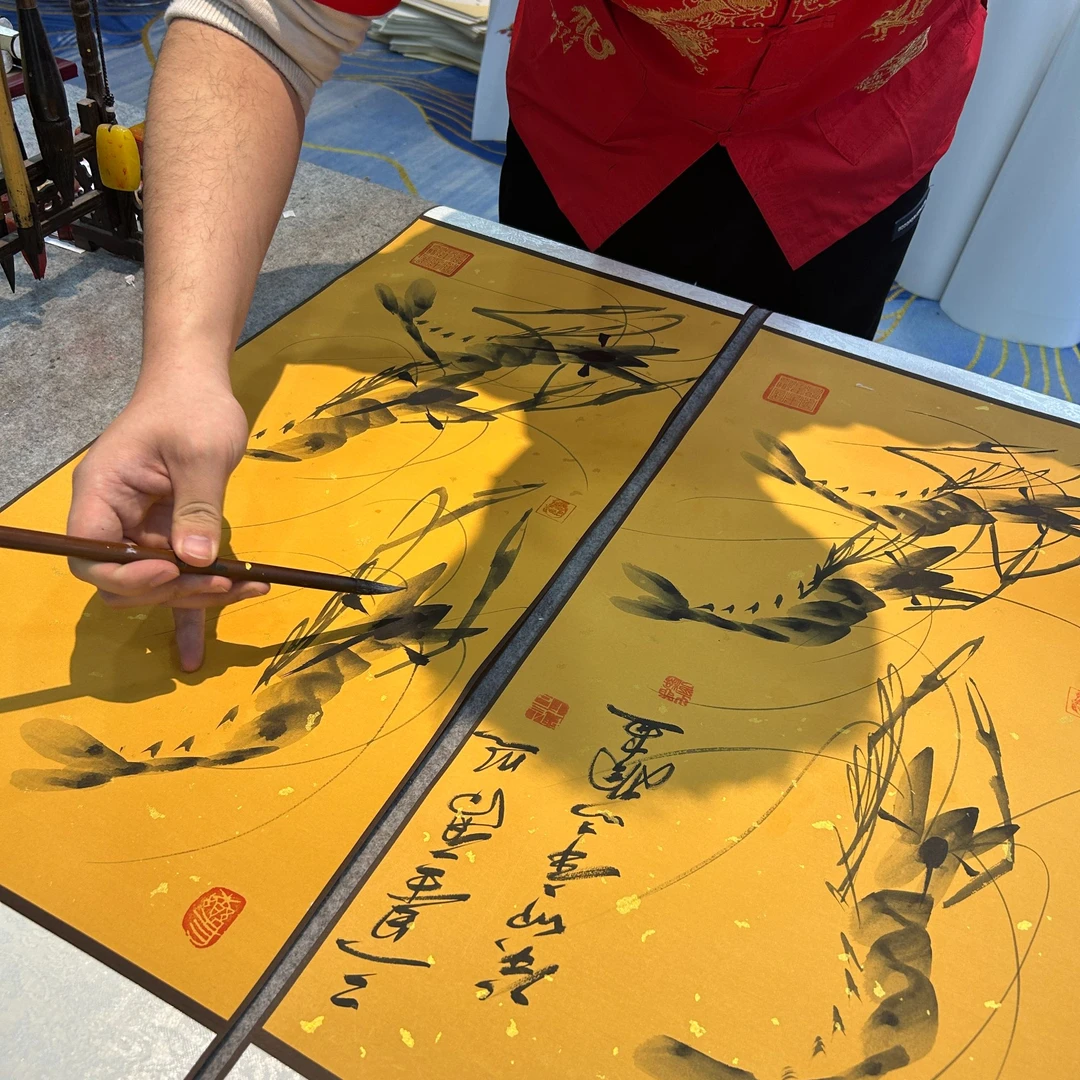 霍志楠国画作品《三星高照》93*32cm，实木卷轴装裱