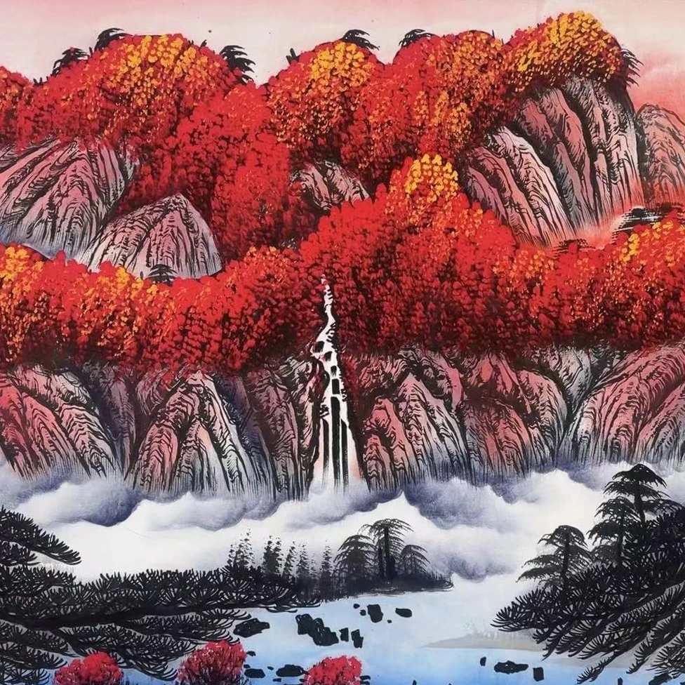 霍志楠国画作品《鸿运千秋》小六尺锦绫装裱送福禄图