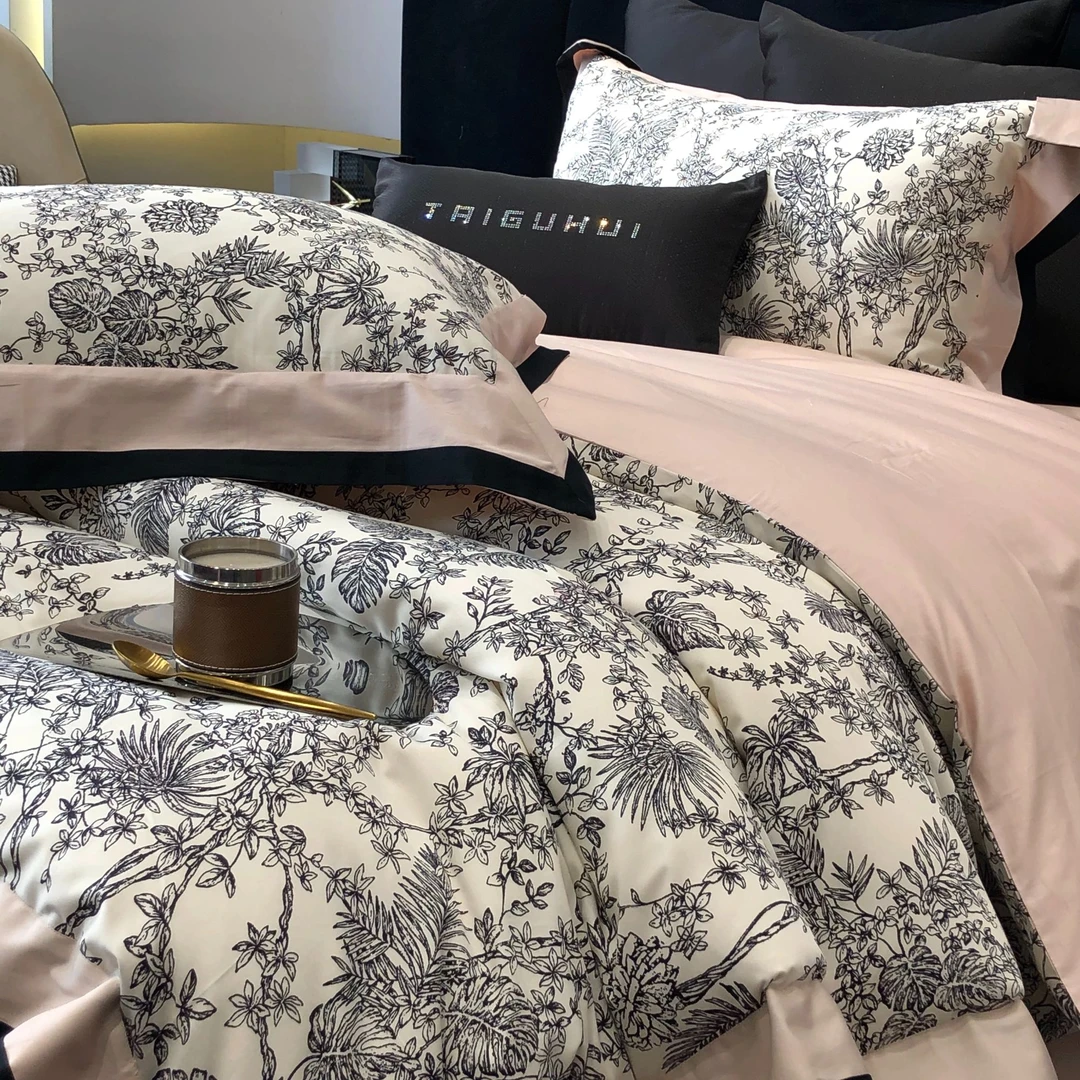 向往家-【华尔兹】轻奢风100支全棉数码印花花卉款四件套