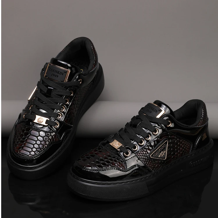 酷奇新款潮流男士透气休闲印花时尚潮男运动百搭板鞋鞋子潮鞋