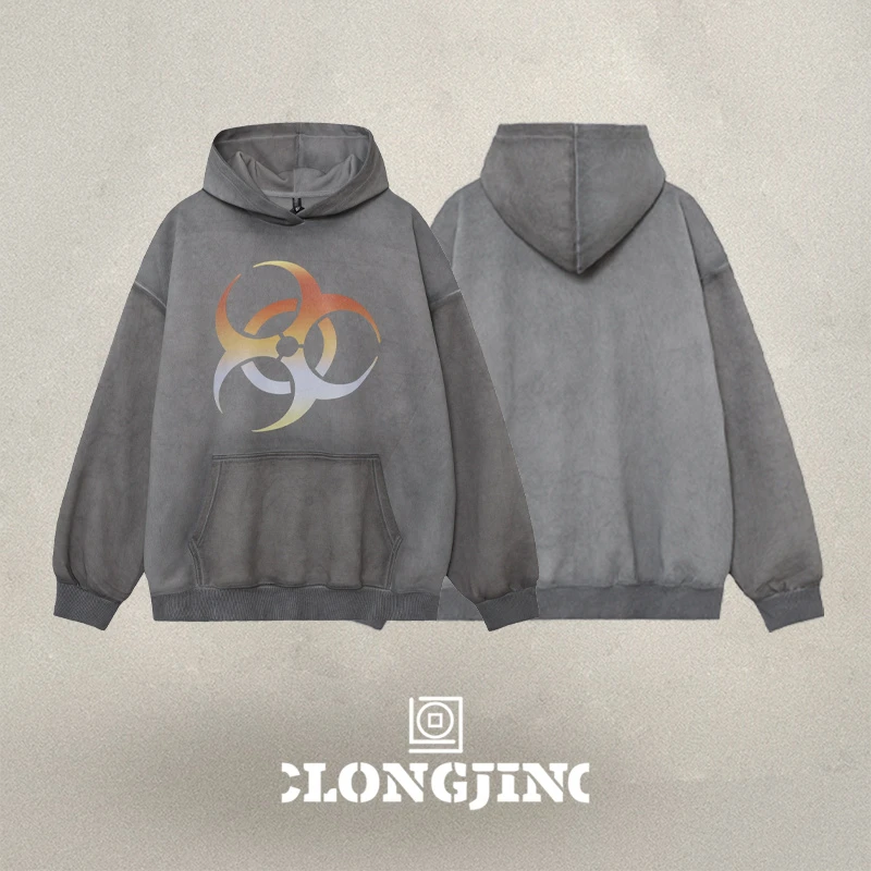 CLONGJINC生化光环漂染水洗连帽卫衣炸街高级感男装最新款可外穿