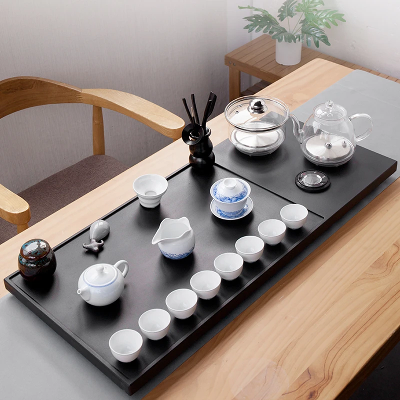 整块乌金石茶盘全自动一体茶具套装家用功夫电磁炉天然简约大茶台