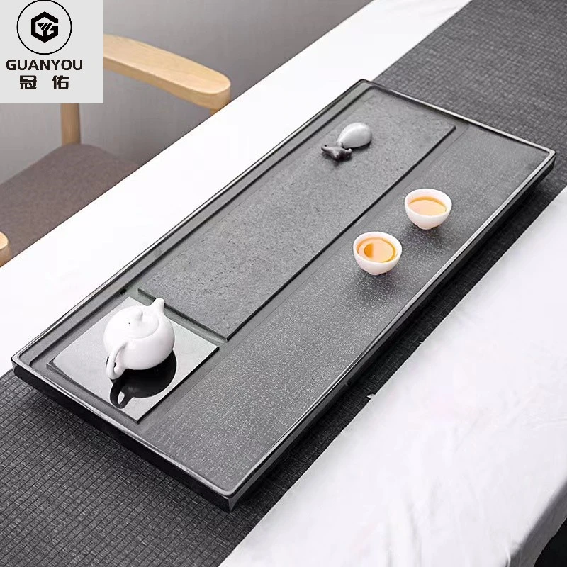 乌金石茶盘整块石材手工高档家用干泡石茶台禅意大号泡茶台茶托盘