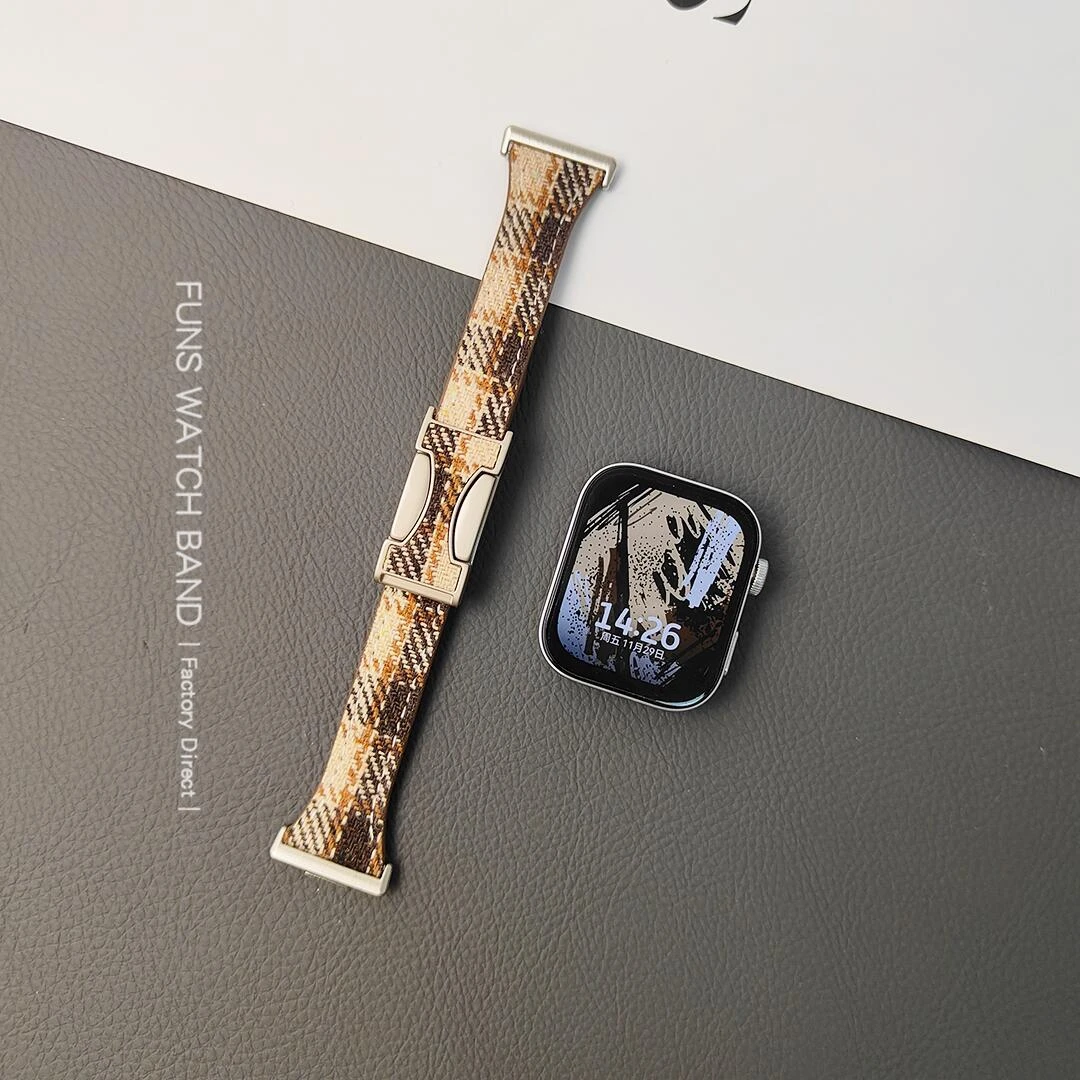 适用华为FIT3/2/1智能手表毛呢H扣皮表带小米手环9pro苹果20/22