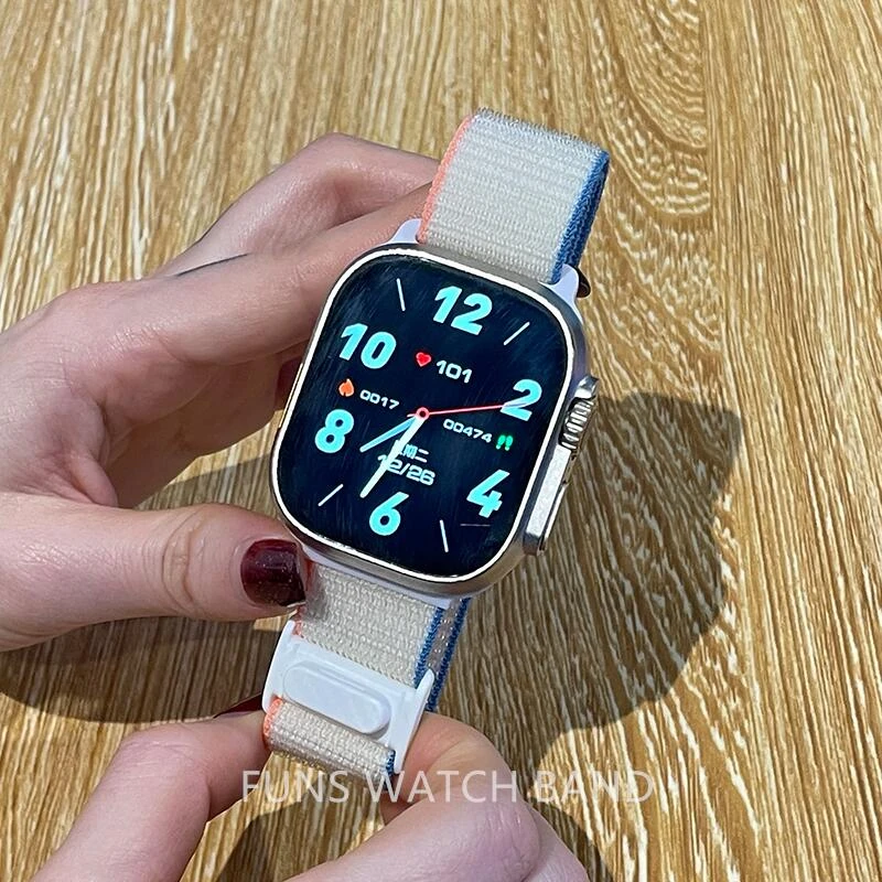 适用apple苹果尼龙回环碳纤扣表带iwatch8s9SES7mmultra苹果10