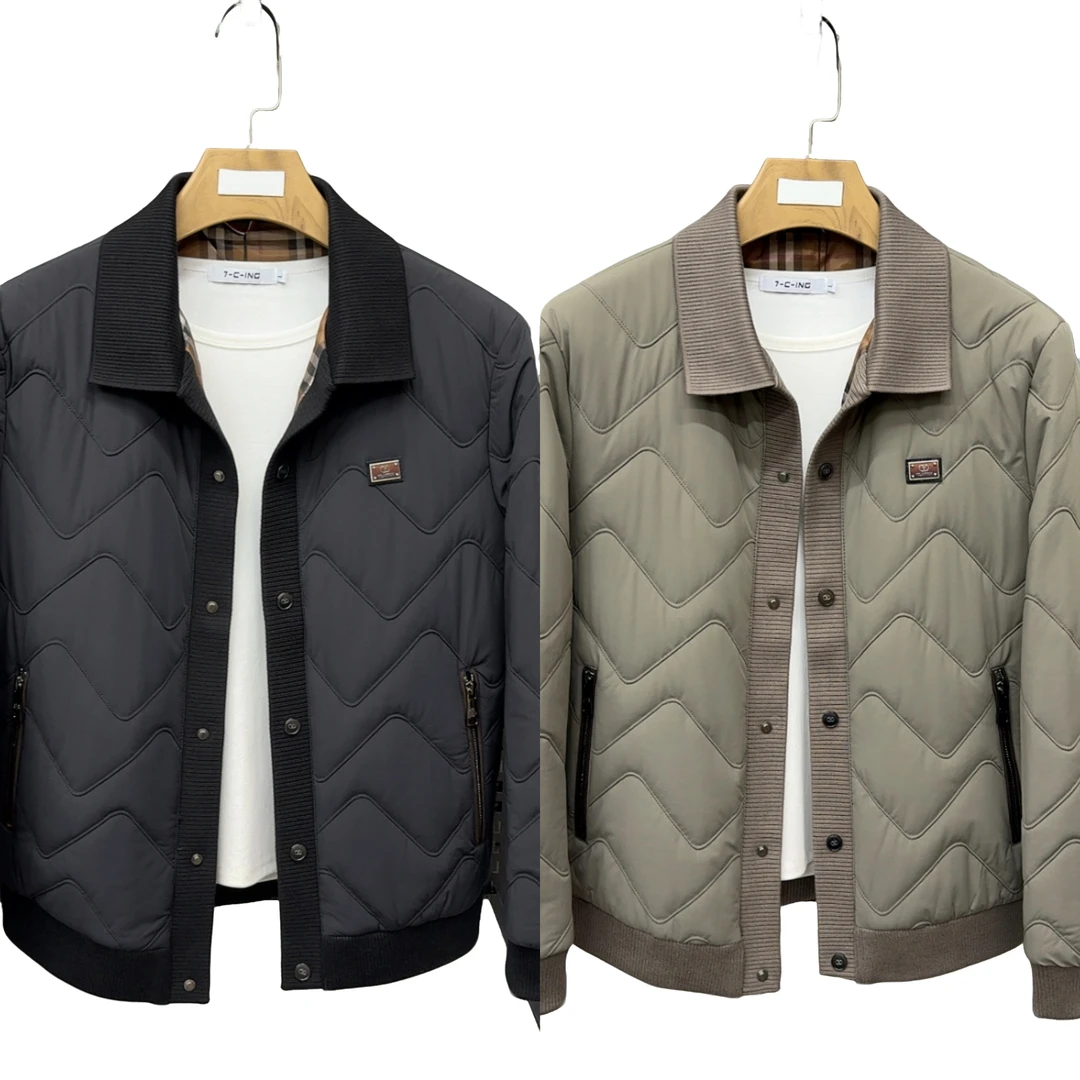 秋冬季新款639男士休闲时尚百搭翻领二棉轻奢重工夹克上衣外套