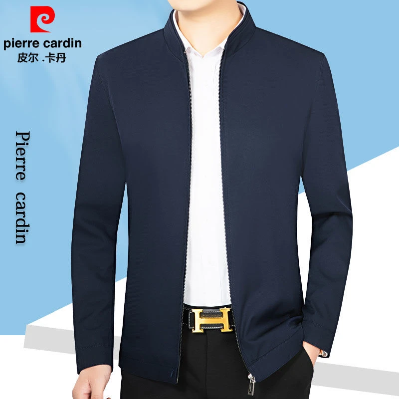皮尔卡丹高档休闲夹克衫正品男士春秋季修身简约名牌夹克男装外套