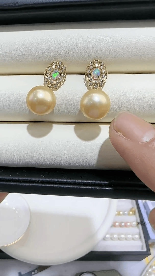 【闪购商品】海水珍珠耳饰未镶嵌海水金珠耳饰11-12mm