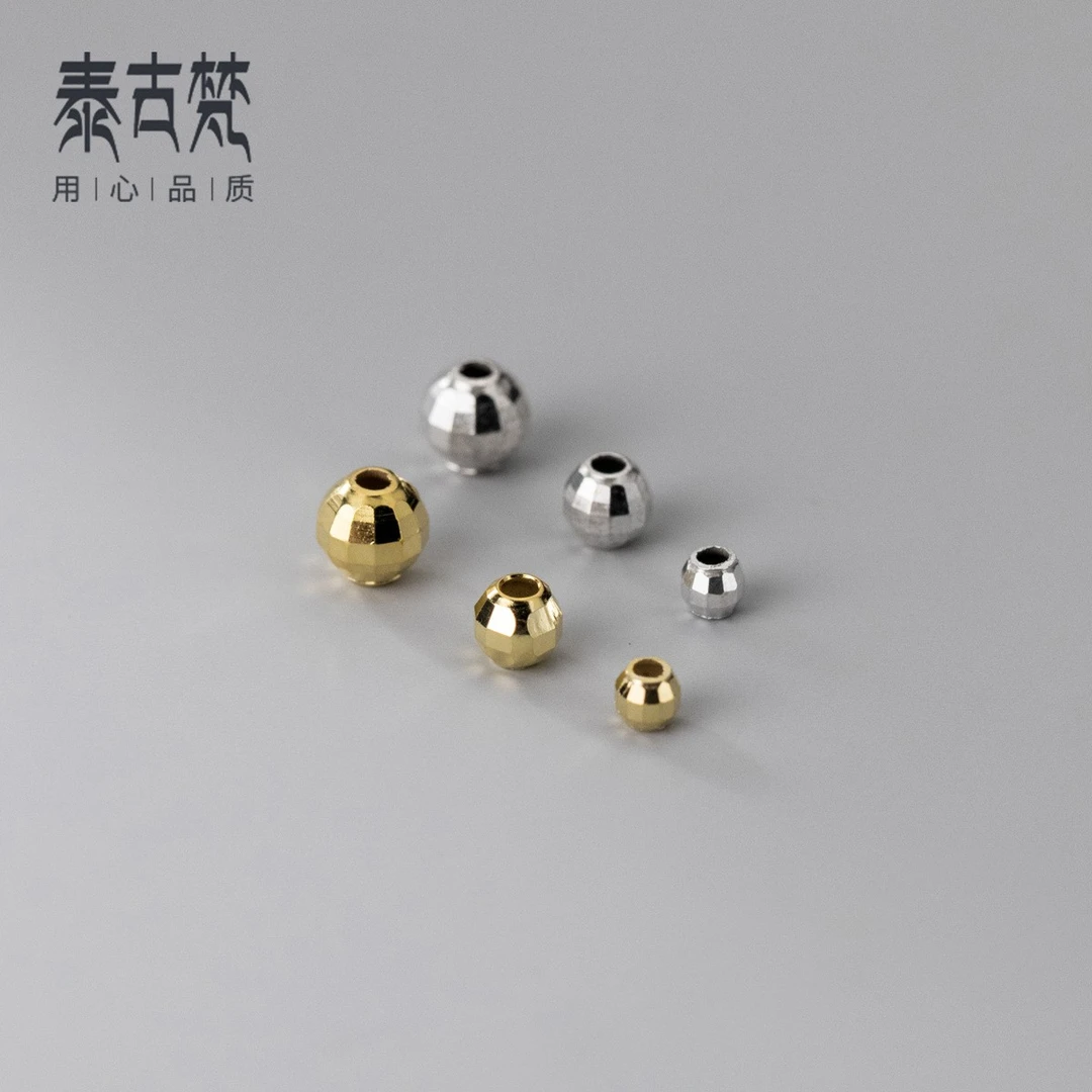 925银银制品 【满19包邮】0714-切面镭射隔珠编绳圆珠散珠DIY饰品