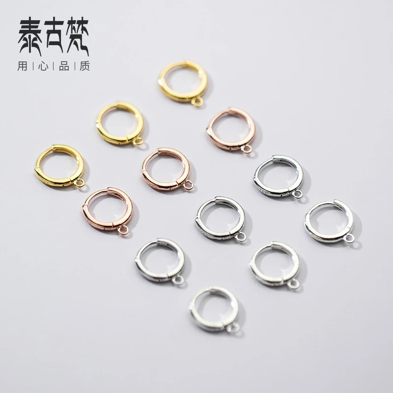 925银耳饰 【满19包邮】0862-圆形耳环带圈耳扣 耳环半成品手工DIY