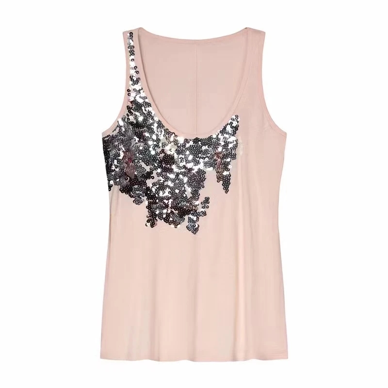 【欧货橱柜】潮流时尚简约性感欧式半亮片吊带背心女