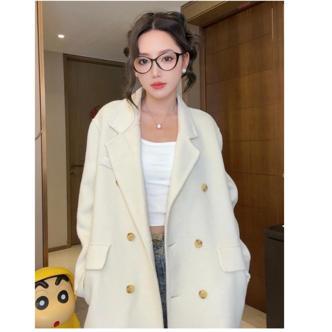 【人间水蜜桃】A2024秋冬新款长款双面羊毛大衣西装领经典冬季外套