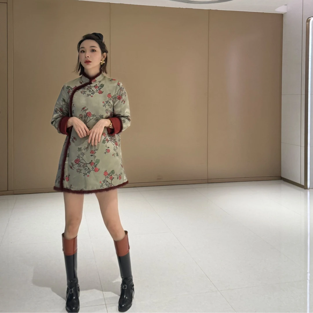KK颜小新【子衿】新中式国风流行气质修身日常小个子秋冬连衣裙